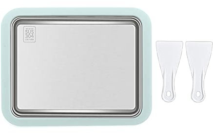 Yaourtière sautée avec 2 spatules pour un yaourt glacé sain fait maison facile à utiliser - Machine à crème glacée portable non électrique en acier inoxydable - Congélateur à glace à faire soi-même