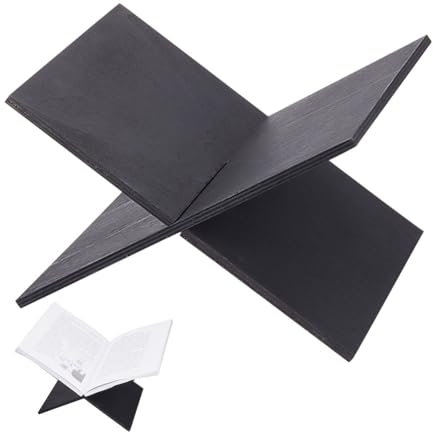 NBEADS Black Table Book Stand, X-Shaped Book Support Detachable Desktop Book Stand Plywood Bookends Wood Open Magazine Holder for Home, Office Desk Reading and Kitchen, 18x22x14cm
