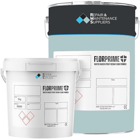 RMS Florprime Water Based Epoxy Resin Concrete Floor Primer Undercoat Sealer | High-Strength, Durable, and Low Odour | Ideal for Garage, Workshop, Factory, Warehouses etc | Clear Gloss