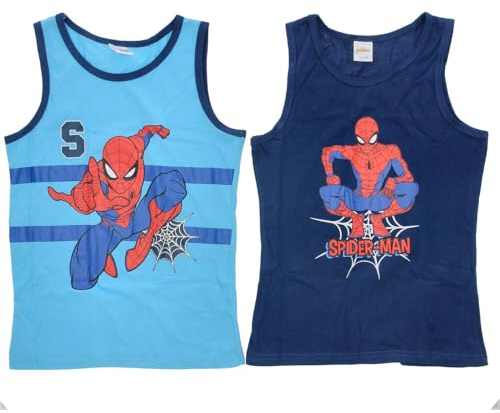 Marvel Spiderman Unterhemd für Jungen - Kinder Tank Top Hemdchen Unterwäsche Sommer leicht Kinder Geschenk 122-140cm (2er Pack) (DE/NL/SE/PL, Numerisch, 134, 116, Regular, rot)