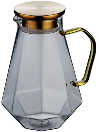 Alipis Glas Wasserkrug Großer Glas Wasserbehälter Wasserkrug Teekessel Getränkekrug Mit Großem Fassungsvermögen Einfach Zu Tragen Verstauen Leicht Zu Reinigen Kältebeständig Und Sicher Fü