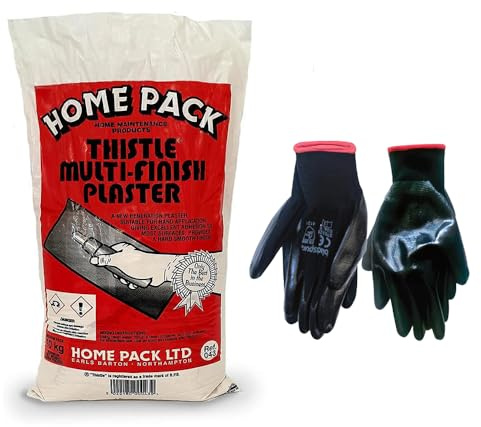 Concept4u Thistle Multi-Finishing Plaster 10kg with Large Nitrile Coated Gloves for Applying Decorative Finishes Ideal for Walls, Ceilings & Smaller Jobs
