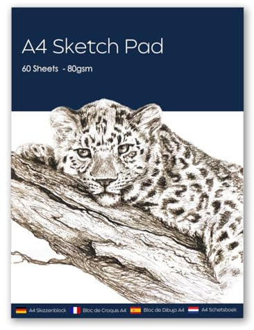 A4 Sketch Pad for Artists,Drawing Paper, Art Sketch Book - Perfect for Painting, Drawing and Sketching, 80 GSM White Paper,60 Sheets