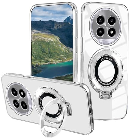 Anlalish Handyhülle Kompatibel mit Honor Magic 7 Pro Hülle Silikon Transparente mit Ring Halter, Clear Schutzhülle Honor Magic 7 Pro Case Militär Fallschutz Stoßfest Kratzfest Original Cover (Silber)