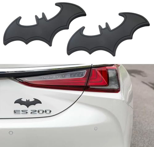 SHUOHONG 2 Pièces Autocollant Moto Stickers 3D Métalliques, Acier Inoxydable Chauve-Souris Batman pour Voiture, Auto-Adhésifs Tuning, Décoration Accessoires (Noir)