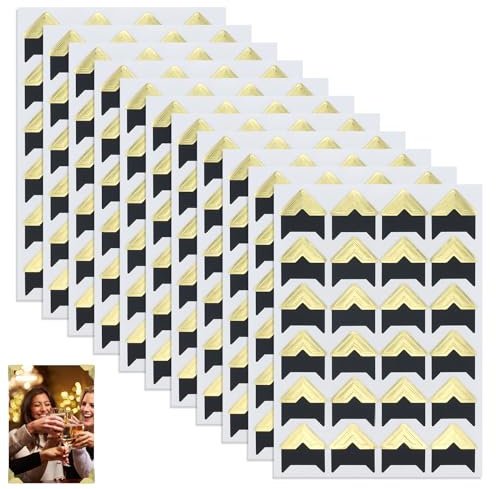 JRSHIRLEYLTD 11 fogli autoadesivi per foto color oro, angoli fotografici, scrapbooking, adesivi per foto fai da te