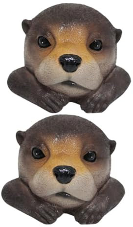 BESPORTBLE 2stücke Schwimmende Otterkopf-teichornamente Aus Kunstharz Wasserdichtes Tierdekor Für Garten Teich Und See Dekorative Gartenskulptur