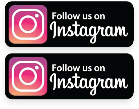 2 Pack - FOLLOW US ON INSTAGRAM 14cm Or 20cm Self Adhesive Stickers - Work Van Shop Office Sign Graphics Advertising Sign Writing Decal Black (20cm x 7cm)