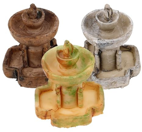 CLISPEED Fontana in Miniatura in Resina 3 Pezzi, Decorazione Paesaggistica Per Piccoli Giardini e Acquari, Ornamenti Fontana Finta Da Tavolo Per Arredamento Interno Ed Esterno