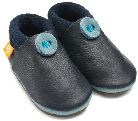 Orangenkinder Amigo KITA-Hausschuhe – Minimalistische Kinder Barfußschuhe aus Bio-Leder, Atmungsaktive Lauflernschuhe mit rutschfester Gummisohle für Jungen & Mädchen