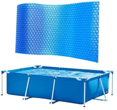 Cubierta solar for piscina, rectangular de 800 µm, protector for de 800 µm, cubierta for calentador solar de piscina, manta térmica Lazy Blanket, película exterior con burbujas de calor UV.(260*170)