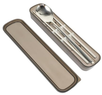 Healifty 1 Set Stainless Steel Cutlery Set Fork Spoon Chopstick Kit with Case for Home Dining Camping and Parties Elegant Design Dishwasher Safe Tableware