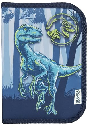 Scooli - Gefülltes Schüleretui Jurassic World - Federmäppchen mit hochwertigen Stiften & Zubehör - Ideal für Schule, Freizeit und unterwegs - ab 6 Jahren