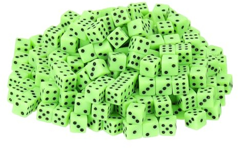 QUARKZMAN 200 Stücke Mini Würfel 8mm/0.31 Acryl Grün/Schwarz | Kleine Sechsseitige Spielpunkt Würfel Bulk, Für Tisch Brettspiel Party Aktivitäten