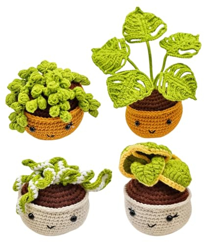 Kit de ganchillo de cactus para principiantes: juego de ganchillo para principiantes con agujas de ganchillo, hilo, relleno, marcadores de puntada, juego de ganchillo con instrucciones y tutoriales en