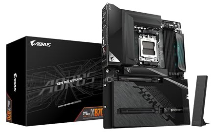 GIGABYTE X870 AORUS Stealth Reverse-Connect ATX-Motherboard, unterstützt AMD-Sockel AM5 Prozessoren, DDR5, 16+2+2 Power Phase, 4X M.2, PCIe 5.0, USB4, WIFI7, 5GbE, PCIe EZ-Latch Plus, 5 Jahre Garantie