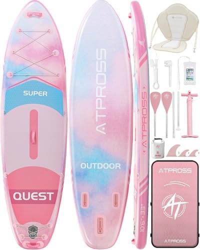 ATPROSS Stand-up Paddling Board Aufblasbar Set, 320x84cm, bis 200kg | Reichhaltigem Zubehör, extra breit,Allrounder,rutschfestes Eva-Deck, stabiles SUP Board für Anfänger, Familien & Touren