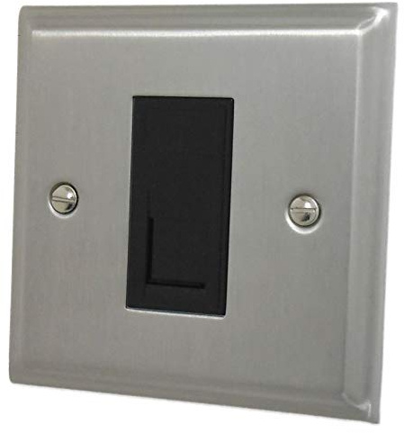 Deco Satin Nickel RJ45 Socket (1 Gang/Black Insert) - DSN61B