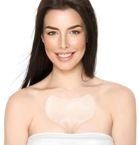Antifalten Dekolleté Pads - Anti-Aging Hautstraffung & Feuchtigkeitsspendende Faltenvorbeugung - Hautverträgliche Silikon-Pflegepads - Wiederverwendbar über Nacht für Glatteres Haut (1-mo Supply)