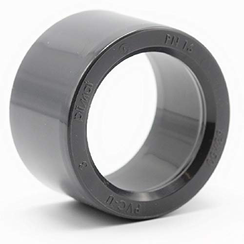 Plimat PVC Klebefitting 50 mm T-Stück Bogen Rohr Winkel Muffe Kappe Verschraubung (PVC Reduktion kurz - 63x50mm)