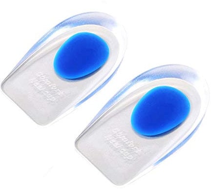 Qiuyan 1 Pair Gel Heel Cups Plantar Fasciitis Inserts Pads for Heel Pain, Bone Spur & Achilles Pain -Blue, S