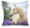 Linomo Kissenbezug 40x40 cm, Tier Pferd Lavendel Blume Dekorative Kissenbezug Kissenhülle für Couch Sofa Bett Hause