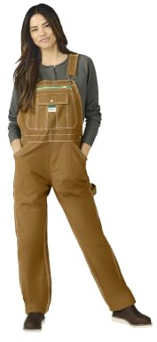 Liberty Women's Washed Duck Bib Overalls, Brown Duck, Large