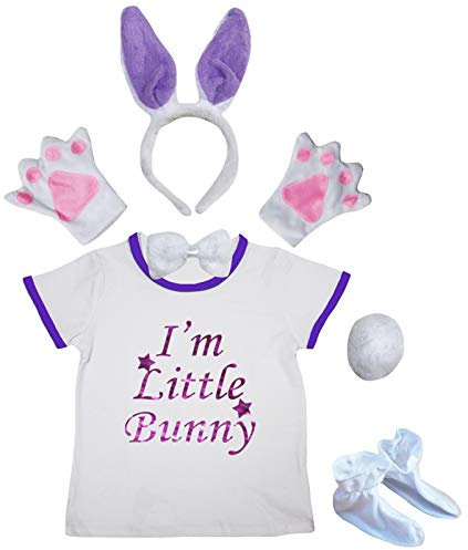 Petitebelle I'm Little Bunny camicia viola coniglio archetto scarpe 6pc costume 1-4 anni (viola, 1-2 anni)