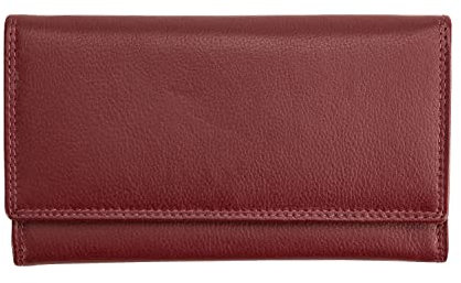 Josephine Osthoff Geldbörse Damen Leder Länglich Portemonnaie mit Reißverschluss KleinGeldbörse Kreditkartenetui RFID-Schutz Geldbeutel mit Münzfach (904), Farbe:Bordeaux