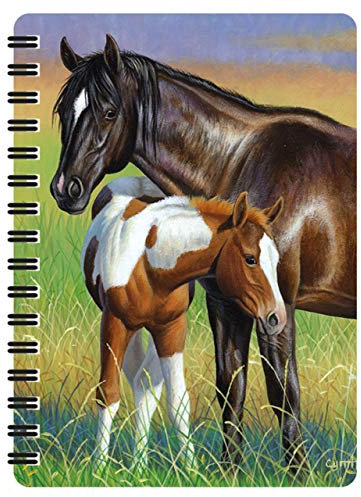 3D LiveLife Jotter - Stute & Fohlen von Deluxebase. Linsenförmigeses 3D-Pferd A6-Spiralblock. Liniertes Notizbuch mit Kunstwerken, die von der bekannten Künstlerin Cynthie Fisher lizenziert wurden