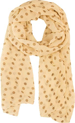 fashionchimp Damen-Schal im Plissee-Design, Punkte-Print, Pastell-Farben, Sommer-Schal (Beige)