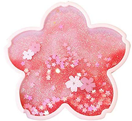 YUSHU - Sous-verres mignons scintillants pour boissons, sous-verres Sakura arc-en-ciel océan avec paillettes, sous-verres à écoulement rapide de sable, tapis de table antidérapants résistants à la cha