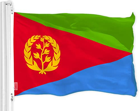 G128 Eritrea-Flagge, 90 x 150 cm, LiteWeave Pro Serie, bedrucktes 150D-Polyester, Länderflagge, für drinnen und draußen, lebendige Farben, Messingösen, dicker und langlebiger als 100D 75D Polyester