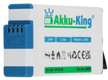 Akku kompatibel mit GoPro ACBAT-001, SPCC1B - Li-Ion 1400mAh - für GoPro Max, Max 360 - voll dekodiert