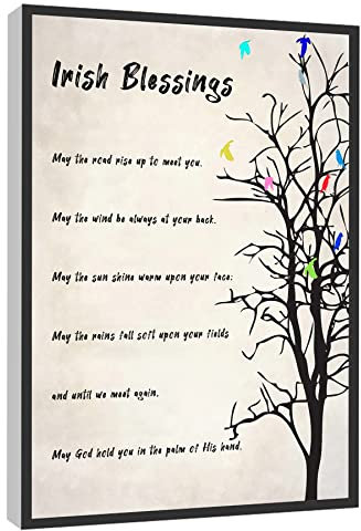 Irish Blessings Wandbild May The Road Rise Up To Meet You Poster Irland Gedichte Geschenke Leinwandbild für Zuhause Büro, gerahmt, fertig zum Aufhängen, 30,5 x 40,6 cm