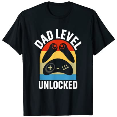 Funny New Dad Shirt Dad Level Unlocked T-Shirt