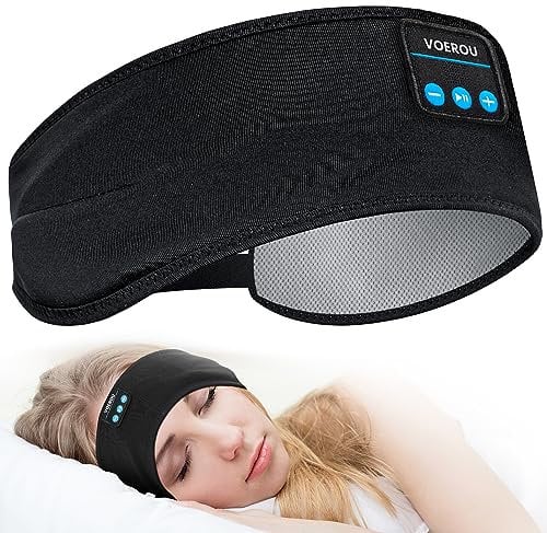 Voerou Cuffie per dormire, fascia sportiva Bluetooth V5.2 regolabile, oltre 10 ore di riproduzione con altoparlanti Hi-Fi HD integrati, perfette per sport, viaggi, tennis