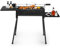 GYMAX Holzkohlegrill BBQ Grill mit elektrische Grillgabel Tragbarer Campinggrill Standgrilll mit abnehmbaren Ablagen & Beinen 107 x 24,5 x 75 cm