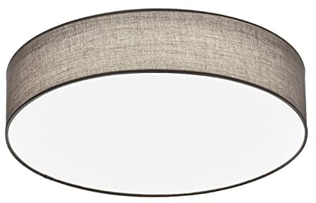 KHG LED-Deckenleuchte, dimmbar, Stoffschirm in grau, 1-flammig, Farbtemperatur 3.000 K, 2.080 lm Lichtleistung, 30 W Gesamtleistung, ideal für Wohnzimmer, Schlafzimmer, Küche und Büro