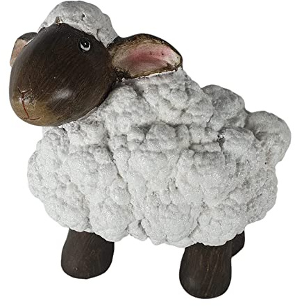 Aspinaworld Stehende große weiße Schaf Figur 32 cm, Schaf Dekofigur, Schäfchen Figur, Deko Schaf, Dekorative Schafe