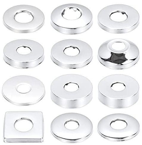 Lot de 2 rosace robinet de Ø 21 mm (1/2) - rosace mitigeur douche,rosace robinet douche,cache tuyau en acier inoxydable - rosace pour robinets de douche,robinets,radiateurs(argent, 60 x 18)