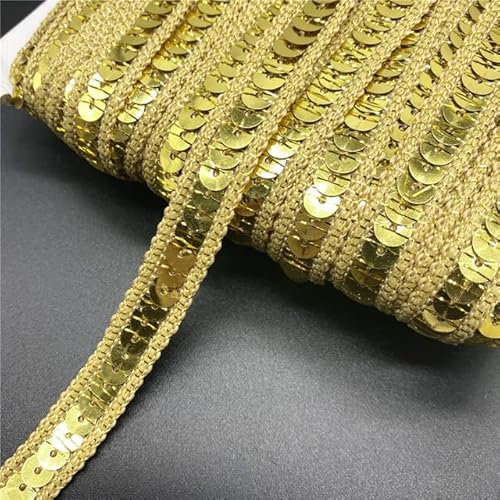 SERVEL 2 Yards/Lot 12mm Bunte Pailletten Band Spitzenbesatz Pailletten Nähen Stoff Für Handwerk Nähen Tuch Zubehör Paillettenbesatz