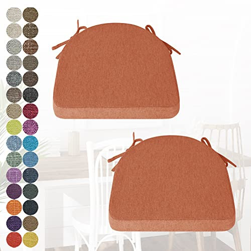 PHUSTJKL 2er Set Stuhlkissen Halbrund Stuhlauflage mit Bändern für Esszimmer, Waschbare rutschfest Sitzkissen mit Reißverschluss für Indoor Zuhause Büro Küche (40x38x38x3cm Karminrot)