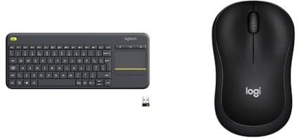 Logitech K400 Plus Tastiera Wireless Touch TV, Facili Controlli Multimediali e Touchpad Integrato & M220 SILENT Mouse Wireless, 2,4 GHz con Ricevitore USB, Tracciamento Ottico 1000 DPI