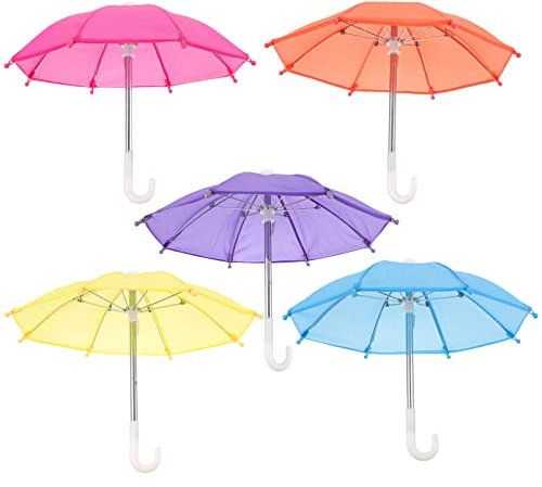SAFIGLE 5er Set Mini Regenschirme FüR Puppen - Niedliche Tisch-Dekoration, Spielzeug Regenschirm FüR Kinder