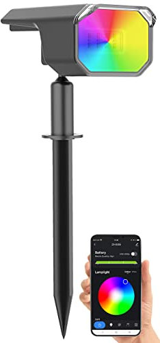 Luminea Home Control Solarlampen Erdspiess: Smarter Solar-Spot mit RGB-CCT-LED, 100 lm, 2.200-mAh-Akku, 1 W, IP65 (LED-Spotsmit Erdspieß, LED Solar Gartenspot, Gartenleuchte Standleuchte)