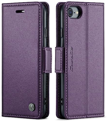 XTCASE Cover per iPhone SE 2020/2022 / 8/7 / 6 / 6s, Custodia Premium Pelle PU Flip Libro Portafoglio con Porta Carte [Chiusura Magnetica] [Slot per Schede] [Funzione di Supporto], Viola