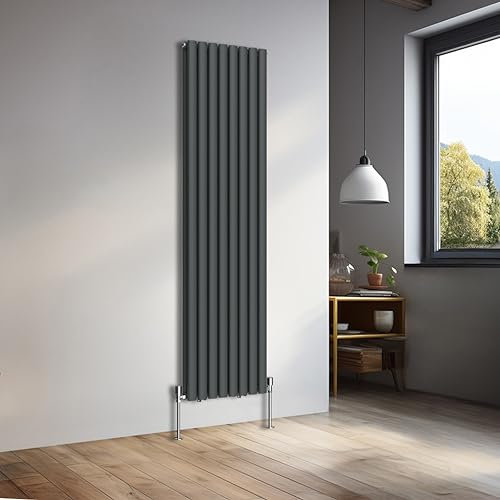 NRG 1800x472mm Vertical Oval Double Panel Heater Column Radiator Central Heating Radiators Designer Tall Radiators Anthracite