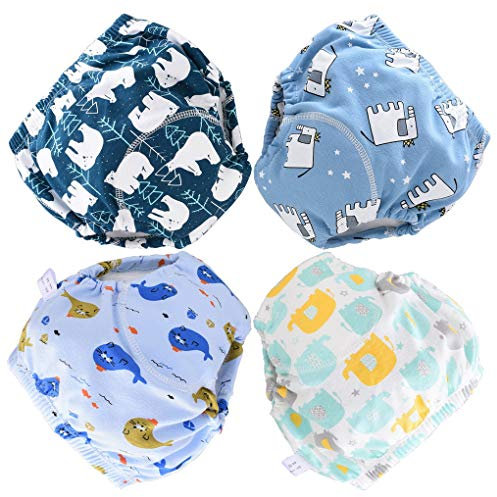 Pantalons d'entraînement en Pot réutilisables, sous-vêtements pour Filles et garçons, Slips en Coton de Dessin animé pour bébés et Enfants, Couche d'entraînement Lavable, 4 Paquets