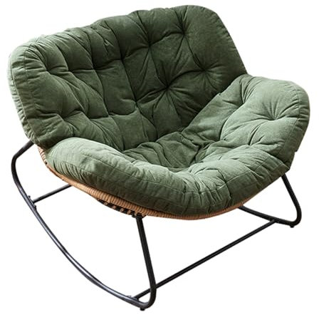 Schaukelstuhl für die Terrasse im Freien, Schaukelstuhl aus Rattan für den Innenbereich, Schaukelstuhl mit gepolstertem Kissen für den Außenbereich, für Veranda, Balkon, Garten, Rasen, Wohnzimmer ( Co